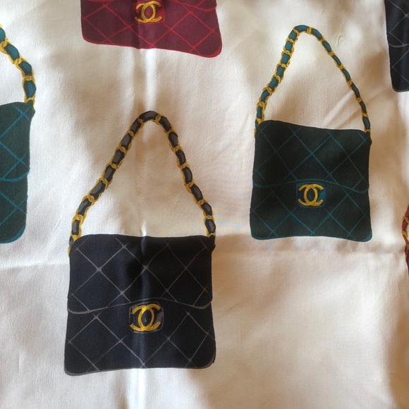 CHANEL Accessories - Chanel vintage handbag silk scarf MINT